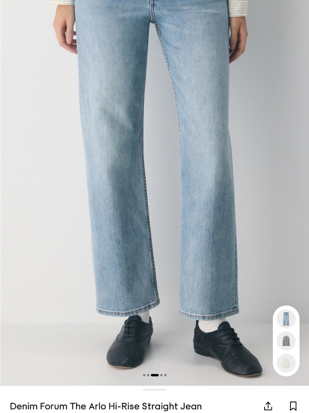 Denim Forum Straight Leg Jeans in Light Blue Wash